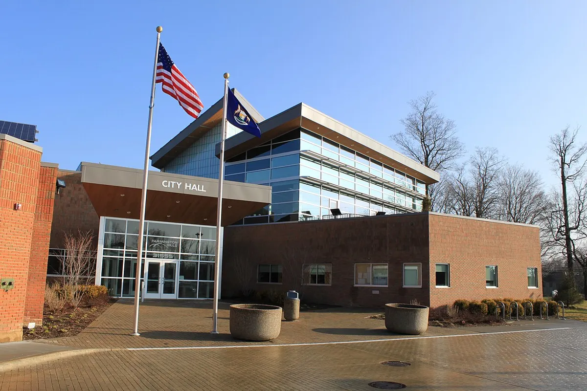 Farmington Hills City Hall — southeastern Michigan, 
31555 West Eleven Mile Road, Farmington Hills, Michigan.